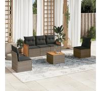 Set Divano da Giardino 6 pz con Cuscini Grigio in Polyrattan