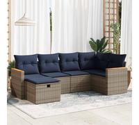 vidaXL Set Divano da Giardino 6 pz con Cuscini Grigio in Polyrattan