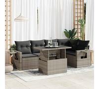 DIVANO DA GIARDINO VIDAXL 6 pz con Cuscini Grigio in Polyrattan - 3326481