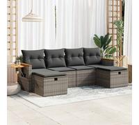 vidaXL Set Divano da Giardino 6 pz con Cuscini Grigio in Polyrattan