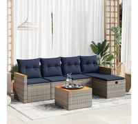vidaXL Set Divano da Giardino 6 pz con Cuscini Grigio in Polyrattan