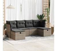 DIVANO DA GIARDINO VIDAXL 6 pz con Cuscini Grigio in Polyrattan - 3325326