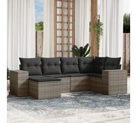 vidaXL Set Divano da Giardino 6 pz con Cuscini Grigio in Polyrattan