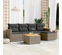 vidaXL Set Divano da Giardino 6 pz con Cuscini Grigio in Polyrattan