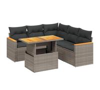 vidaXL Set Divano da Giardino 6 pz con Cuscini Grigio in Polyrattan