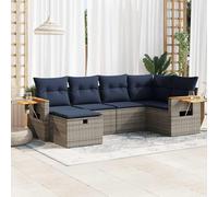vidaXL Set Divano da Giardino 6 pz con Cuscini Grigio in Polyrattan