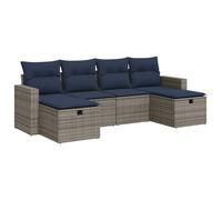 vidaXL Set Divano da Giardino 6 pz con Cuscini Grigio in Polyrattan