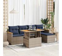 Set Divano da Giardino 6 pz con Cuscini Grigio in Polyrattan