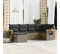 vidaXL Set Divano da Giardino 6 pz con Cuscini Grigio in Polyrattan