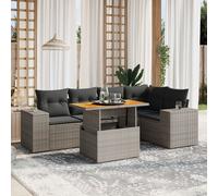 vidaXL Set Divano da Giardino 6 pz con Cuscini Grigio in Polyrattan