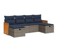 vidaXL Set Divano da Giardino 6 pz con Cuscini Grigio in Polyrattan