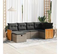 vidaXL Set Divano da Giardino 6 pz con Cuscini Grigio in Polyrattan