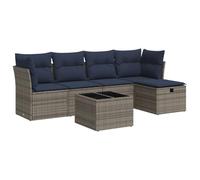 vidaXL Set Divano da Giardino 6 pz con Cuscini Grigio in Polyrattan
