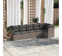 Set Divano da Giardino 6 pz con Cuscini Grigio in Polyrattan