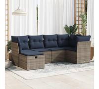 Set Divano da Giardino 6 pz con Cuscini Grigio in Polyrattan