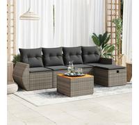 vidaXL Set Divano da Giardino 6 pz con Cuscini Grigio in Polyrattan