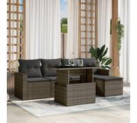 vidaXL Set Divano da Giardino 6 pz con Cuscini Grigio in Polyrattan