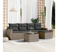 Set Divano da Giardino 6 pz con Cuscini Grigio in Polyrattan