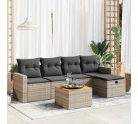 vidaXL Set Divano da Giardino 6 pz con Cuscini Grigio in Polyrattan