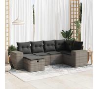 vidaXL Set Divano da Giardino 6 pz con Cuscini Grigio in Polyrattan
