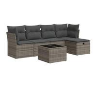 vidaXL Set Divano da Giardino 6 pz con Cuscini Grigio in Polyrattan, Set di salotti da Giardino, Divano per Giardino, Set di divani ad Angolo da Esterno