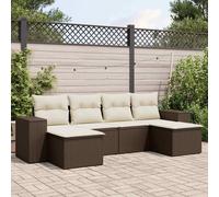vidaXL Set Divano da Giardino 6 pz con Cuscini Marrone in Polyrattan