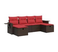 vidaXL Set Divano da Giardino 6 pz con Cuscini Marrone in Polyrattan