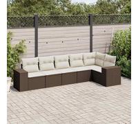 vidaXL Set Divano da Giardino 6 pz con Cuscini Marrone in Polyrattan