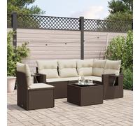 Set Divano da Giardino 6 pz con Cuscini Marrone in Polyrattan