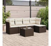 vidaXL Set Divano da Giardino 6 pz con Cuscini Marrone in Polyrattan