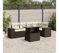 vidaXL Set Divano da Giardino 6 pz con Cuscini Marrone in Polyrattan
