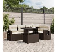 vidaXL Set Divano da Giardino 6 pz con Cuscini Marrone in Polyrattan