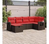vidaXL Set Divano da Giardino 6 pz con Cuscini Marrone in Polyrattan