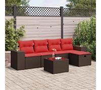 vidaXL Set Divano da Giardino 6 pz con Cuscini Marrone in Polyrattan