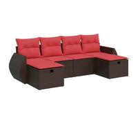 vidaXL Set Divano da Giardino 6 pz con Cuscini Marrone in Polyrattan