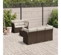 Set Divano da Giardino 6 pz con Cuscini Marrone in Polyrattan
