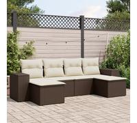 vidaXL Set Divano da Giardino 6 pz con Cuscini Marrone in Polyrattan