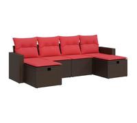 vidaXL Set Divano da Giardino 6 pz con Cuscini Marrone in Polyrattan