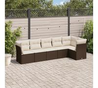 vidaXL Set Divano da Giardino 6 pz con Cuscini Marrone in Polyrattan