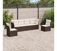 vidaXL Set Divano da Giardino 6 pz con Cuscini Marrone in Polyrattan