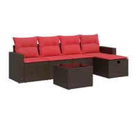 vidaXL Set Divano da Giardino 6 pz con Cuscini Marrone in Polyrattan