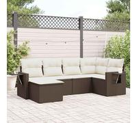 vidaXL Set Divano da Giardino 6 pz con Cuscini Marrone in Polyrattan