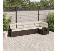 vidaXL Set Divano da Giardino 6 pz con Cuscini Marrone in Polyrattan