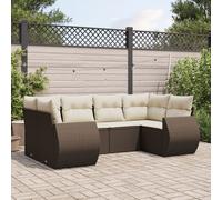 vidaXL Set Divano da Giardino 6 pz con Cuscini Marrone in Polyrattan