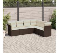 vidaXL Set Divano da Giardino 6 pz con Cuscini Marrone in Polyrattan