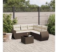 vidaXL Set Divano da Giardino 6 pz con Cuscini Marrone in Polyrattan