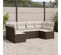 vidaXL Set Divano da Giardino 6 pz con Cuscini Marrone in Polyrattan