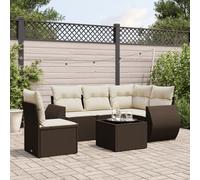 vidaXL Set Divano da Giardino 6 pz con Cuscini Marrone in Polyrattan