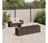 vidaXL Set Divano da Giardino 6 pz con Cuscini Marrone in Polyrattan