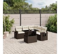vidaXL Set Divano da Giardino 6 pz con Cuscini Marrone in Polyrattan